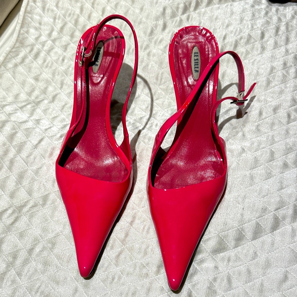 Le Silla Glossy pink patent leather Slingback Heels